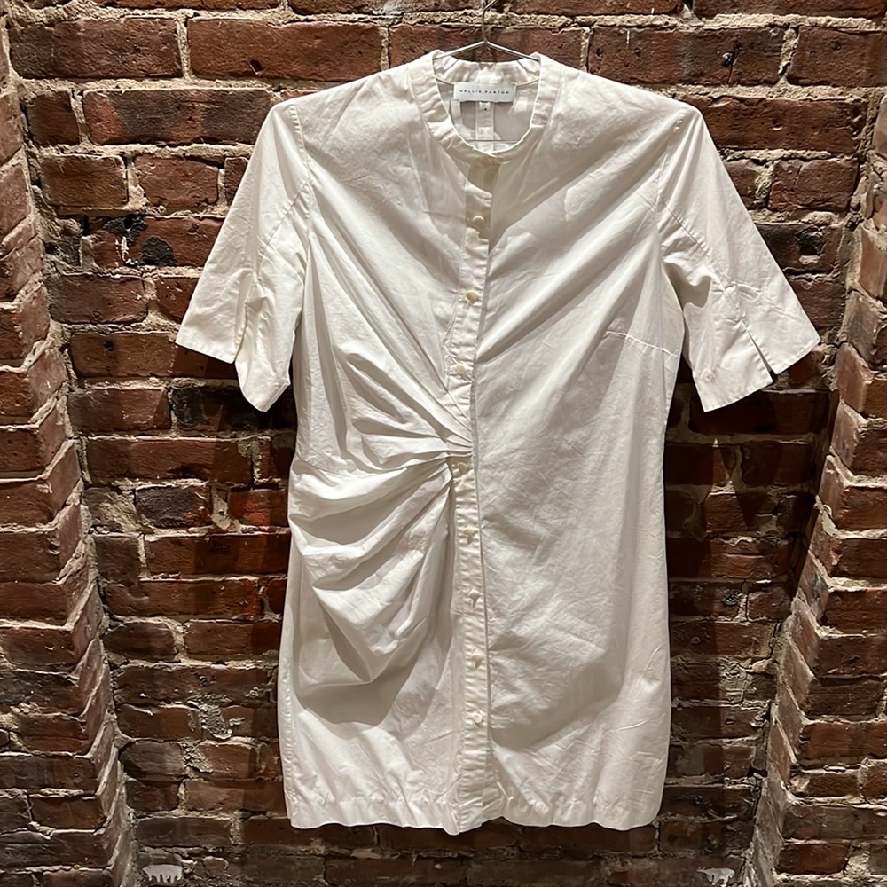 Nellie Partow White Button Drown Dress. Size M.